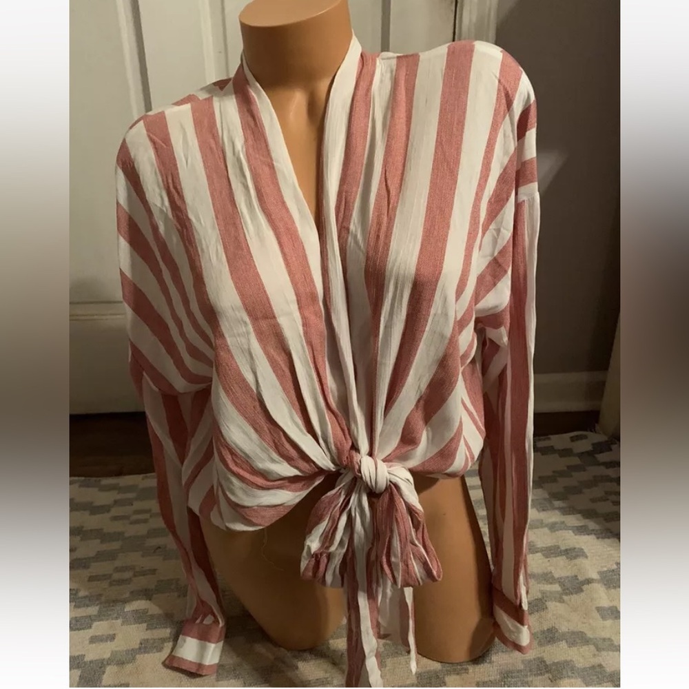 Vici Dolls Lumiere Tie Top Size Large Red and White NWOT